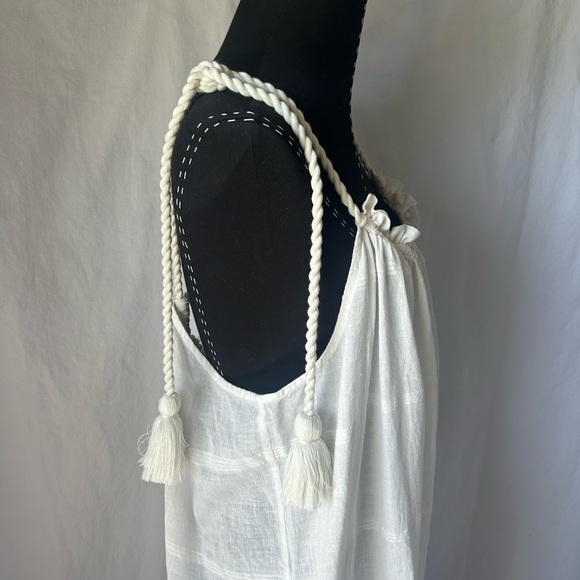 Ulla Johnson Adira Fringe-Hem Shoulder-Tie Coverup Dress Size XL Cotton handmade - Picture 8 of 13